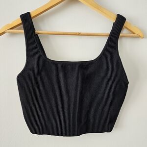 Black Ribbed Women's Crop Top